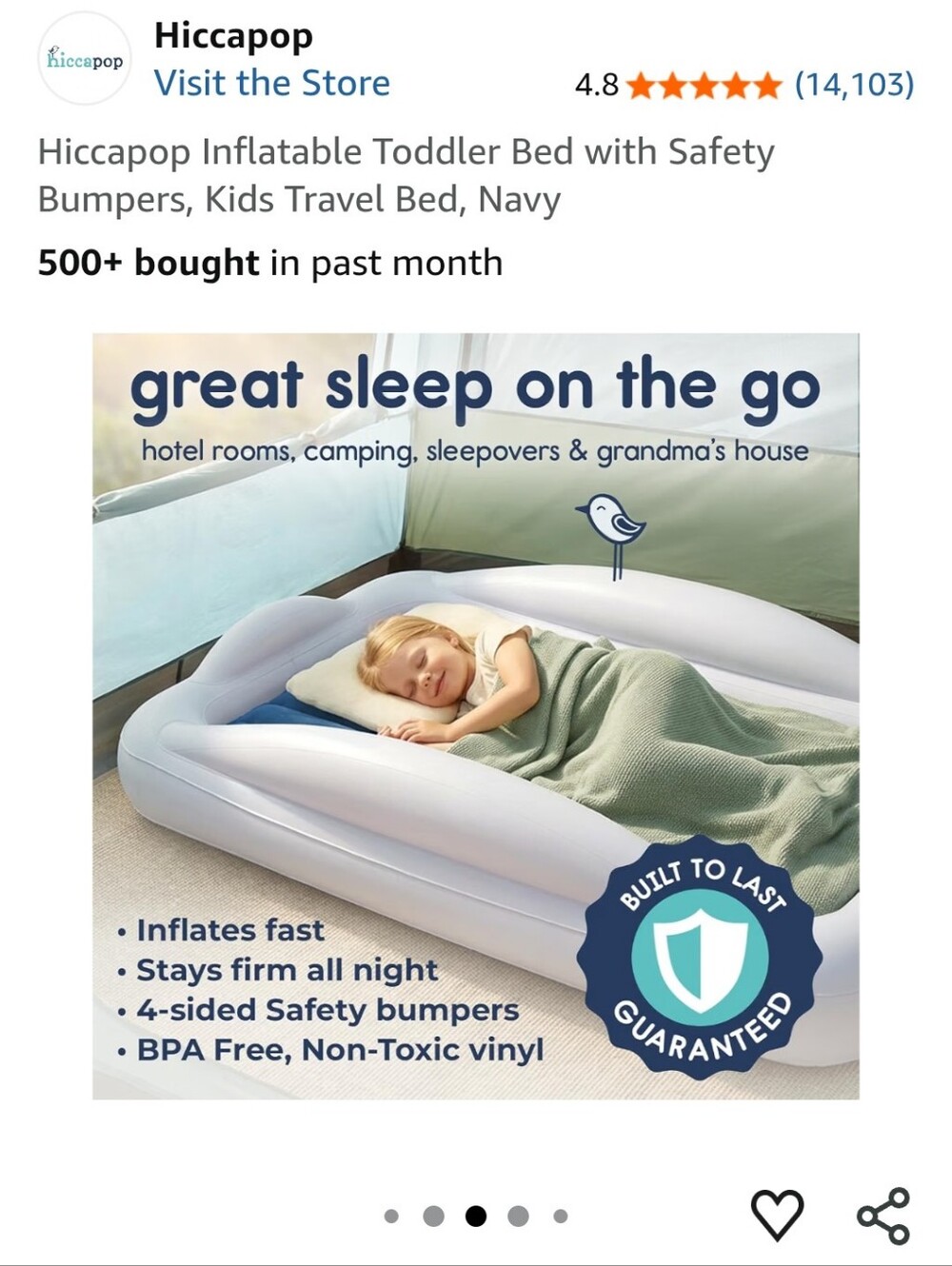 Kids Inflatable Sleep Mat - White and Blue - Picture 12 of 15